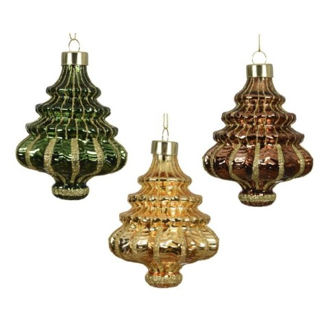 ORNAMENTO VETRO ALBERO 3 COLORI H.10